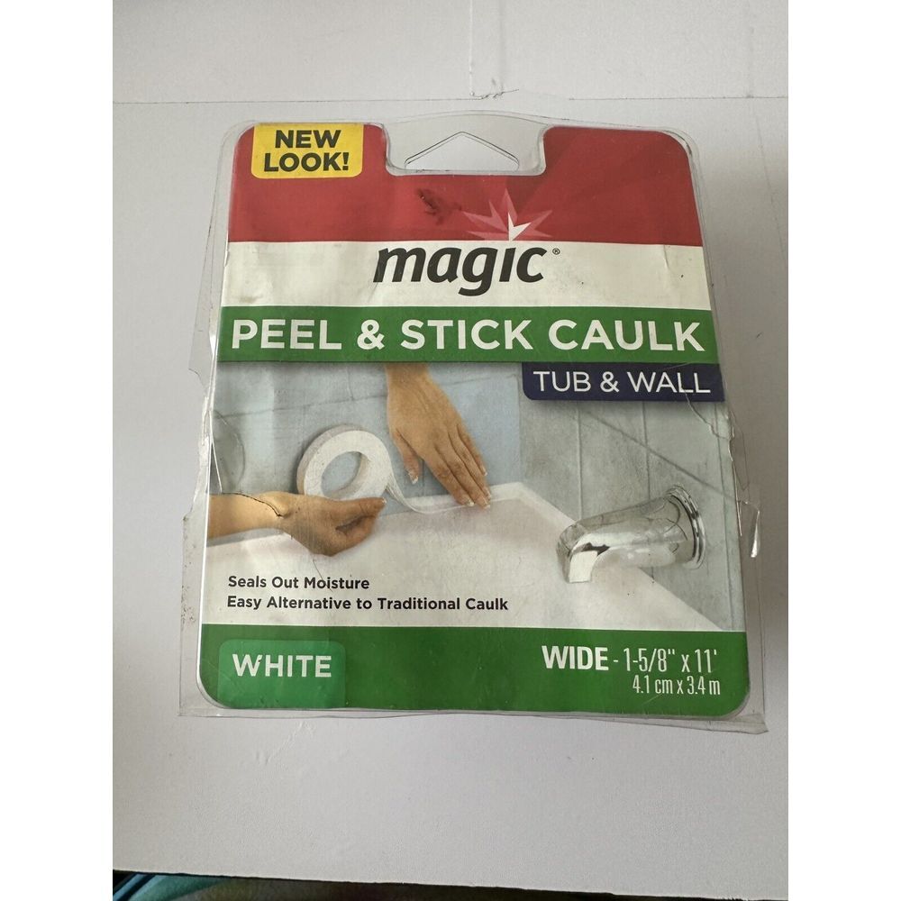 Magic Peel & Stick Caulk Tub & Wall White Wide‎ 1 5/8 X 11 Bathtub Shower Wate4